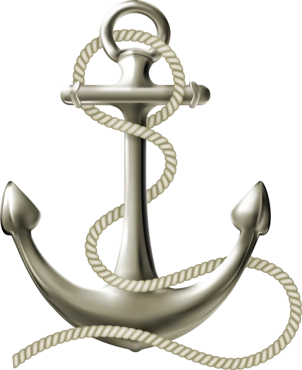 Silver Anchor with Rope PNG Transparent Background