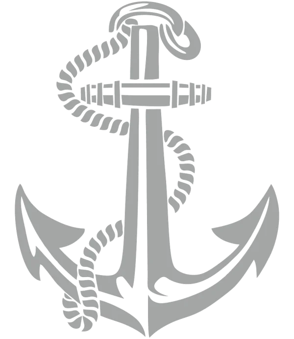 Gray Nautical Anchor with Rope PNG