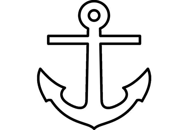 White Outline Anchor Icon PNG Transparent Background