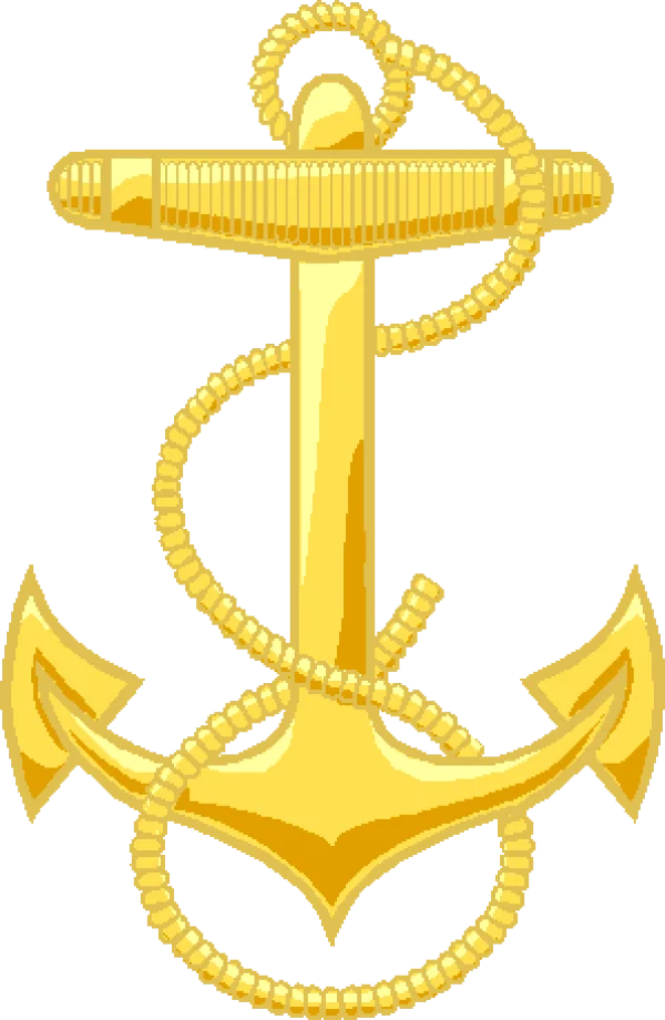 Golden Anchor with Rope PNG Transparent Background
