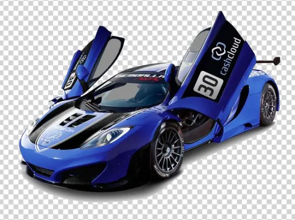 Blue Racing Car with Open Doors PNG Transparent Background