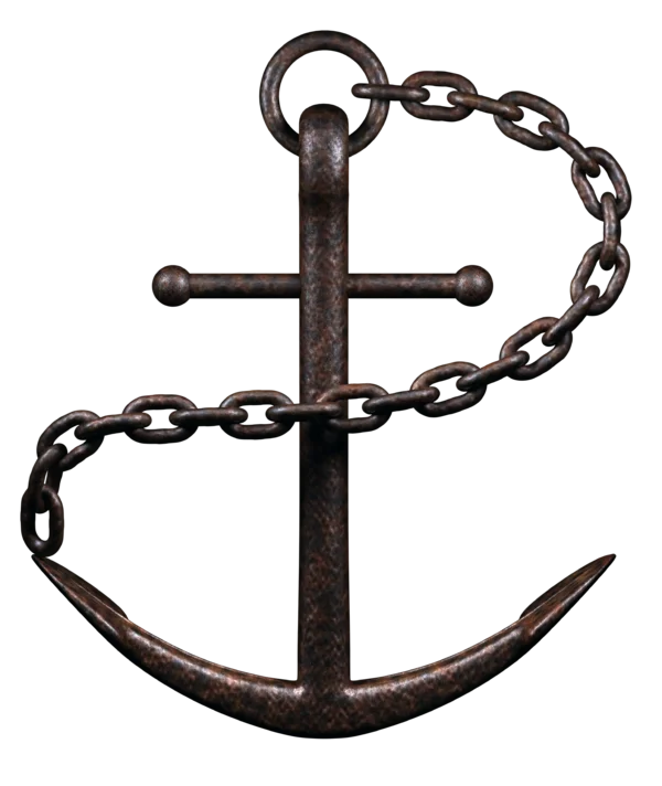 Rusty Anchor with Chain PNG Transparent Background
