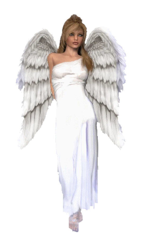 Female Angel with White Wings PNG Transparent Background