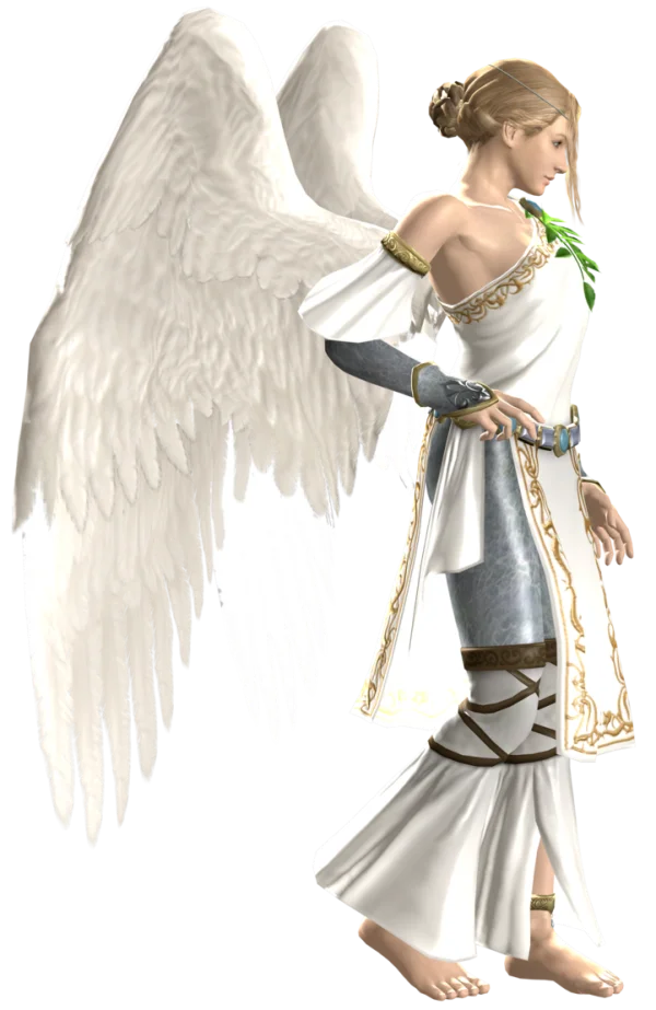 Angel Character with White Wings PNG Transparent