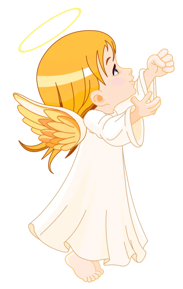 Cute Cartoon Angel with Halo PNG Transparent