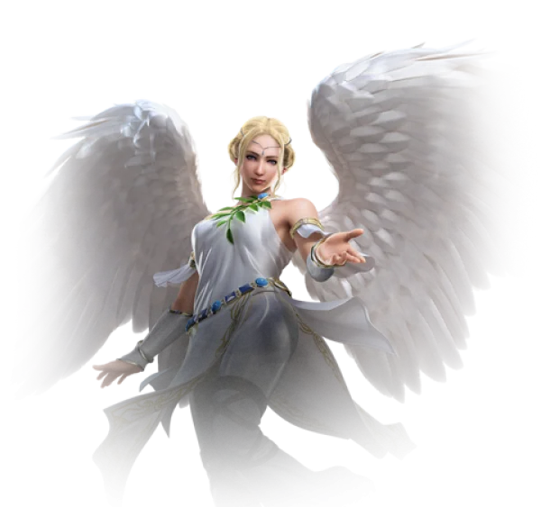 White Winged Angel Character PNG Transparent Background