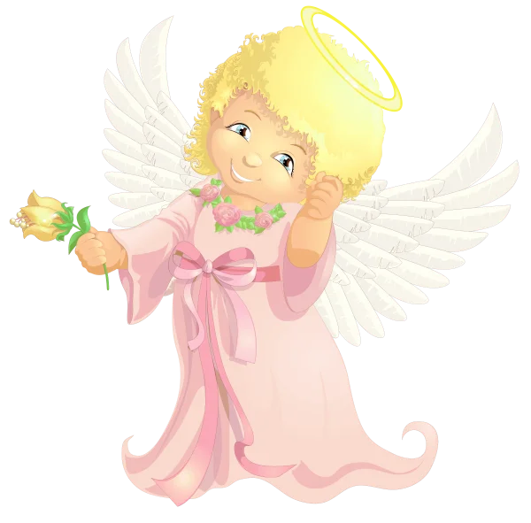 Cute Baby Angel with Flower PNG Transparent Background