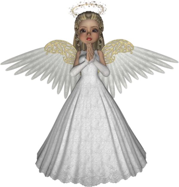 Praying Angel with White Dress PNG Transparent Background