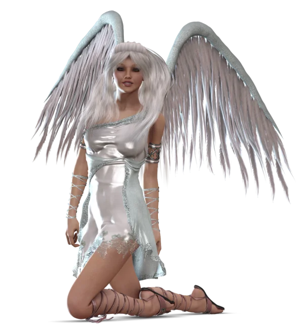 White Angel with Majestic Wings PNG Transparent