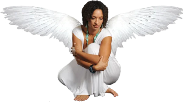 Angelic Woman with White Wings PNG Transparent