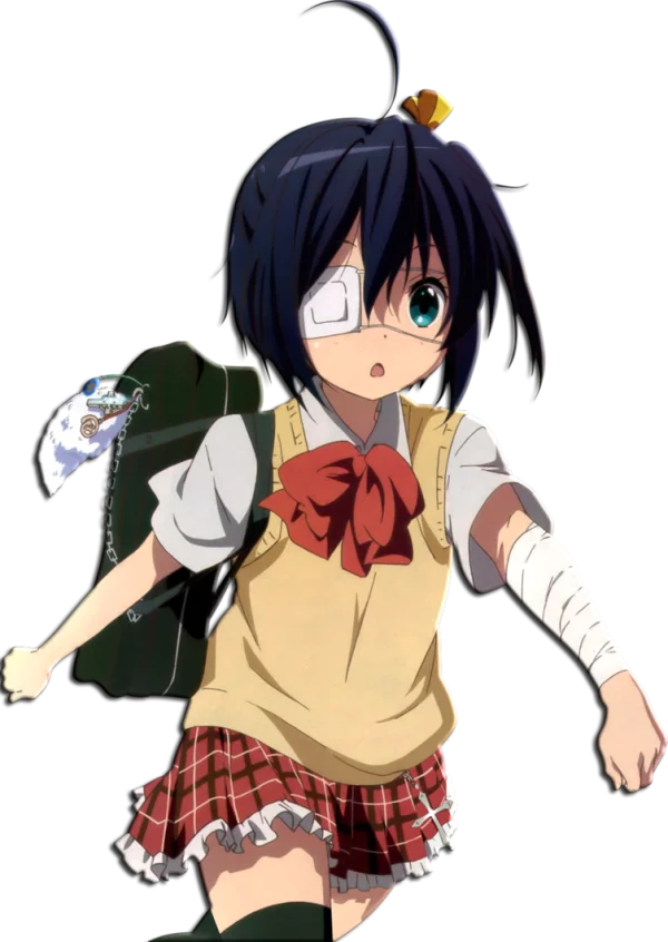 Anime Girl with Eyepatch School Uniform PNG