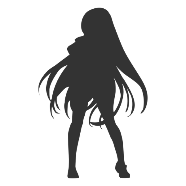 Female Silhouette with Long Hair and Tail PNG