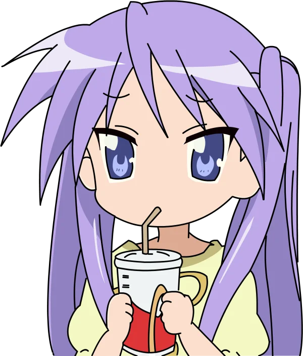 Cute Anime Girl Drinking PNG Transparent Background
