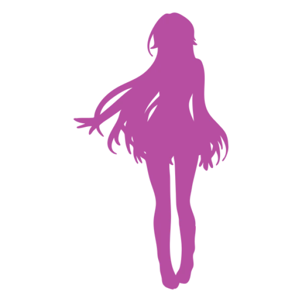 Purple Female Silhouette with Long Hair PNG Transparent