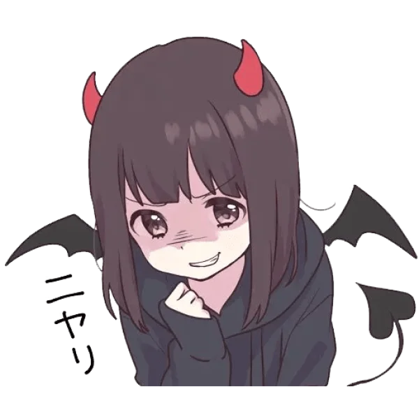 Smirking Anime Devil Girl PNG Transparent