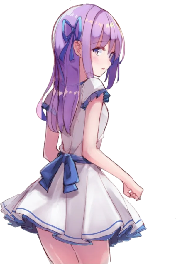 Anime Girl with Purple Hair PNG Transparent