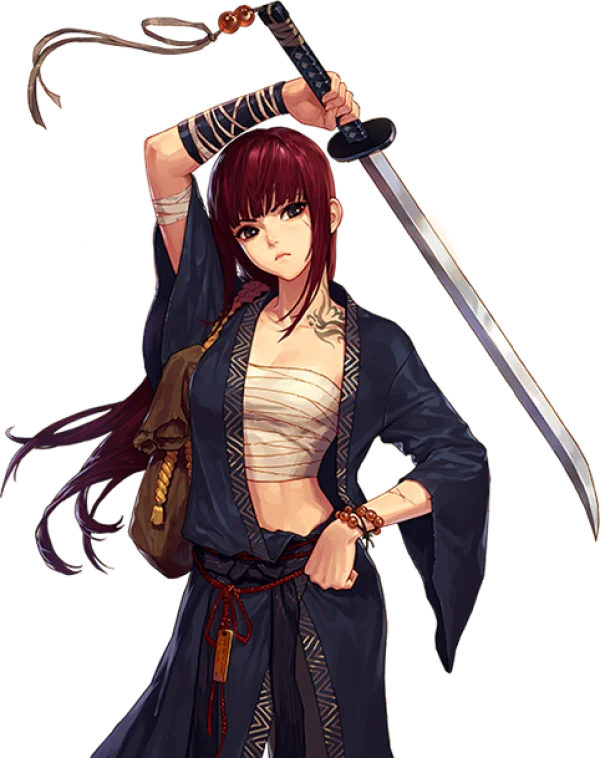 Anime Samurai Girl with Katana Transparent PNG