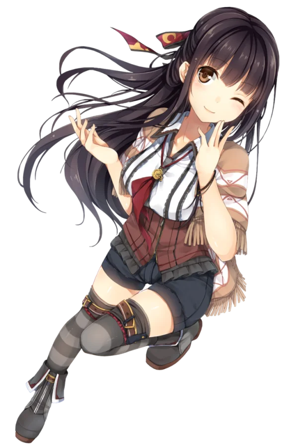 Cute Anime Girl Winking PNG Transparent Background