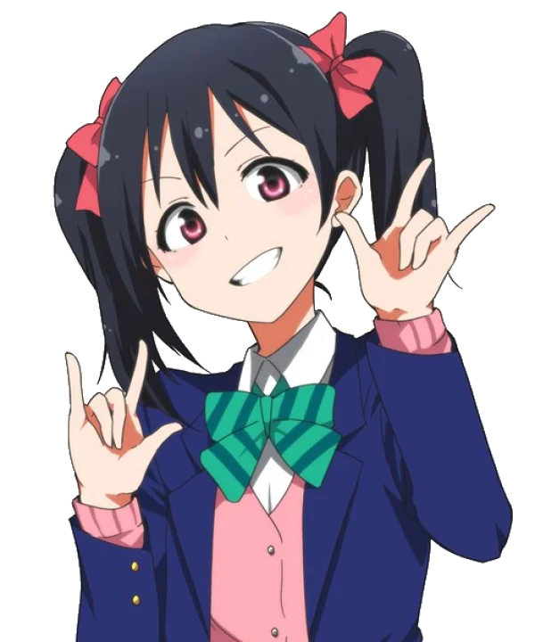 Anime Girl with Pigtails and 'I Love You' Sign PNG
