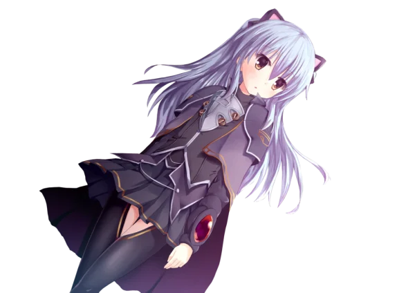 Cute Anime Cat Girl with Purple Hair PNG