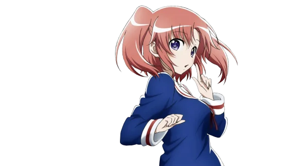 Anime Girl with Pink Hair and Blue Uniform PNG Transparent Background