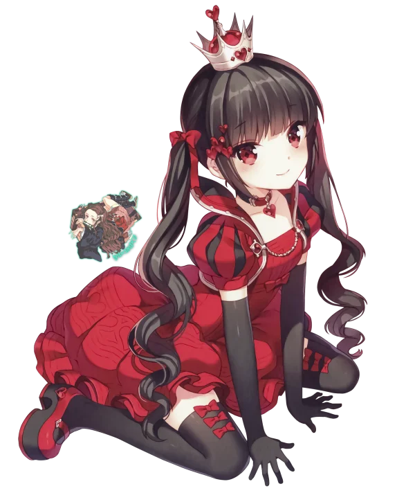 Cute Anime Girl Queen of Hearts PNG Transparent