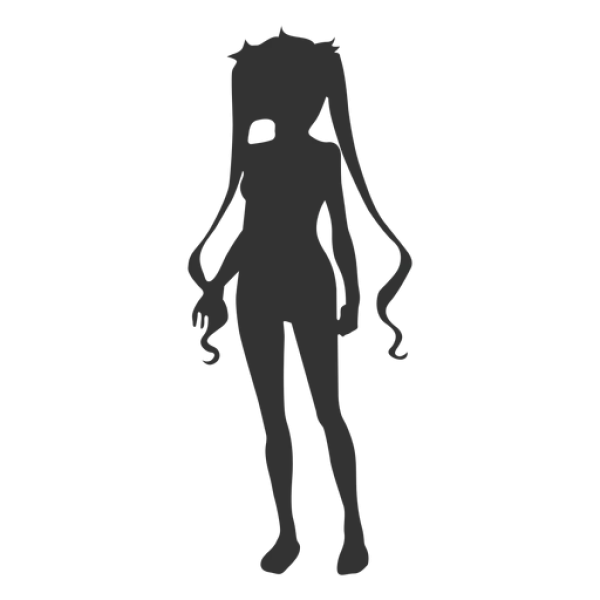 Anime Girl Silhouette PNG Transparent Background