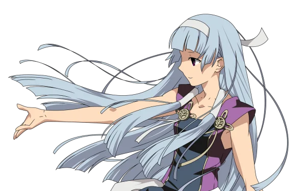 Anime Girl with Flowing Hair and Outstretched Hand PNG