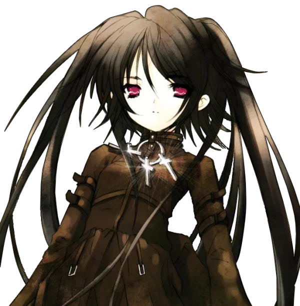 Dark Anime Girl with Red Eyes PNG