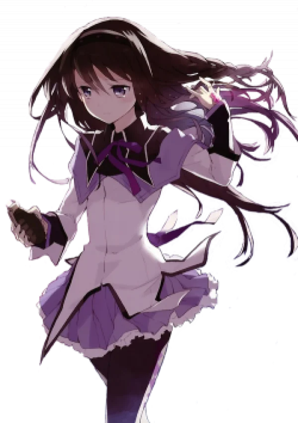 Anime Girl with Dark Hair and Purple Outfit PNG