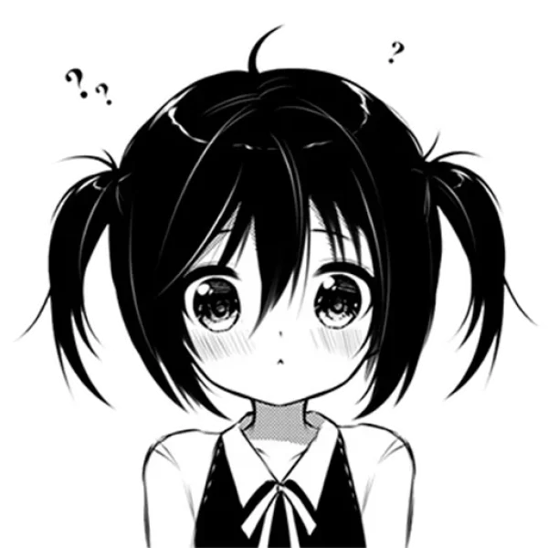 Confused Anime Girl with Pigtails PNG
