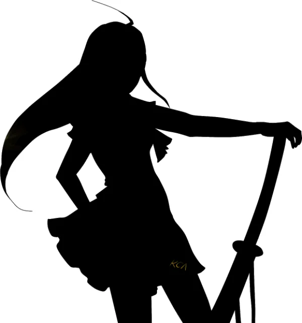 Anime Girl Silhouette with Katana PNG