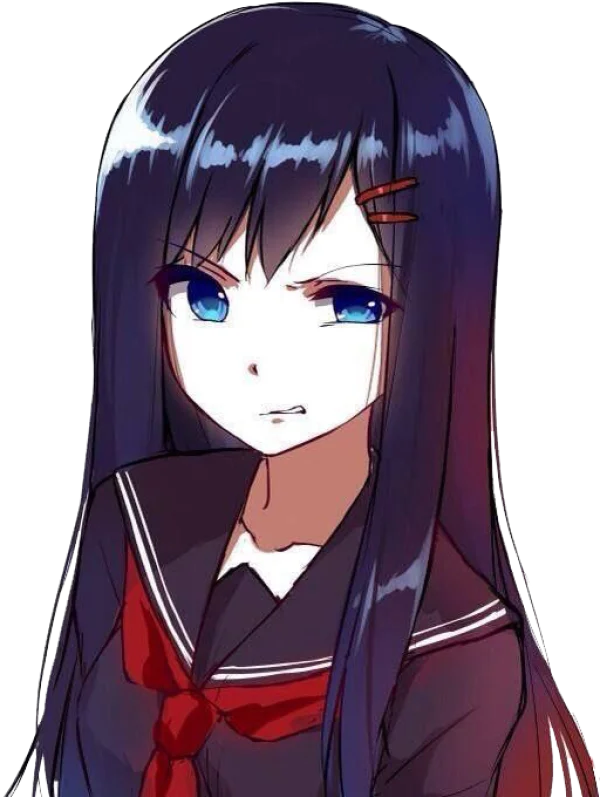 Grumpy Anime Schoolgirl PNG