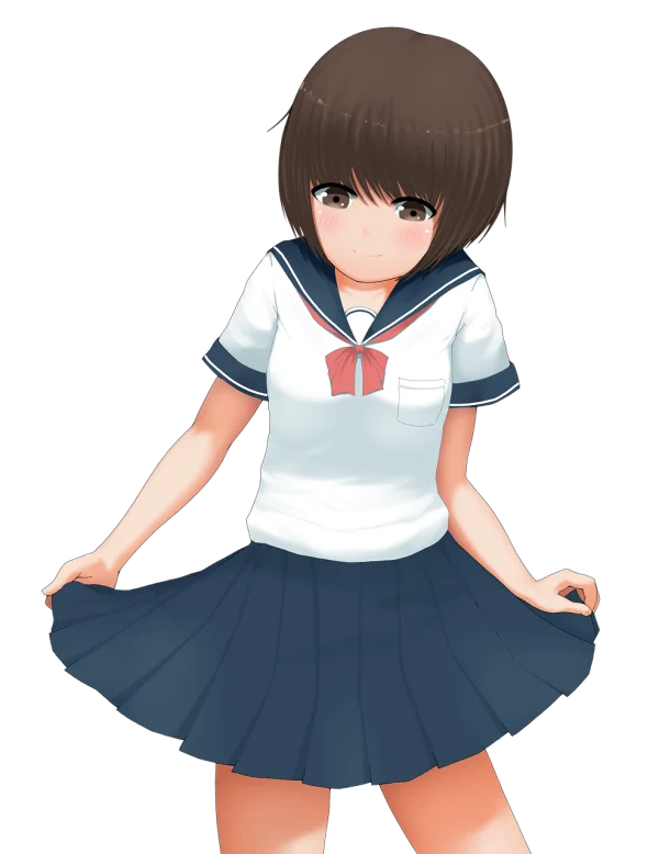 Anime Schoolgirl in Sailor Fuku PNG Transparent