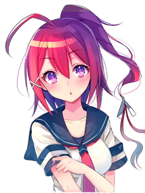 Cute Anime Girl in School Uniform PNG