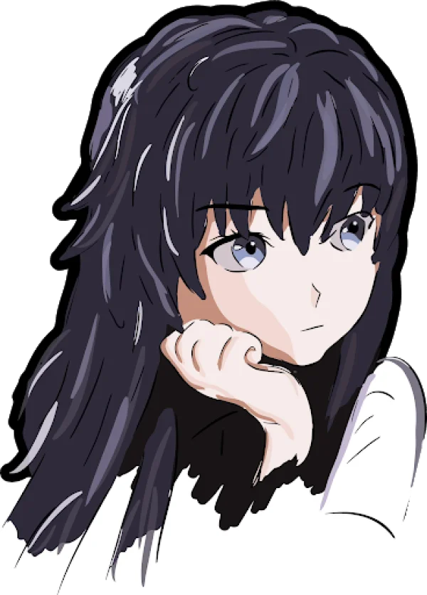 Anime Girl Thinking Pose PNG Transparent
