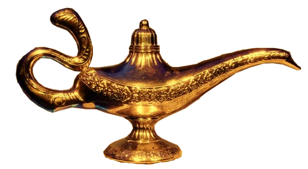 Golden Genie Magic Lamp PNG Transparent Background