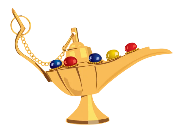 Golden Magic Genie Lamp PNG Transparent Background