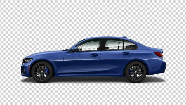Blue BMW Car Side View PNG Transparent Background
