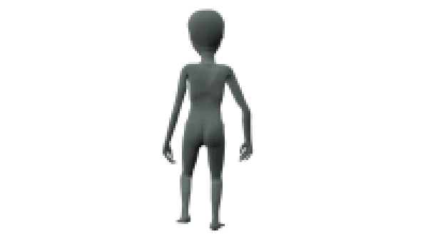 Grey 3D Character Model Back View PNG