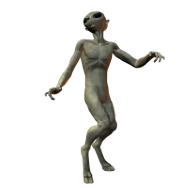 Grey Alien Standing PNG Transparent Background