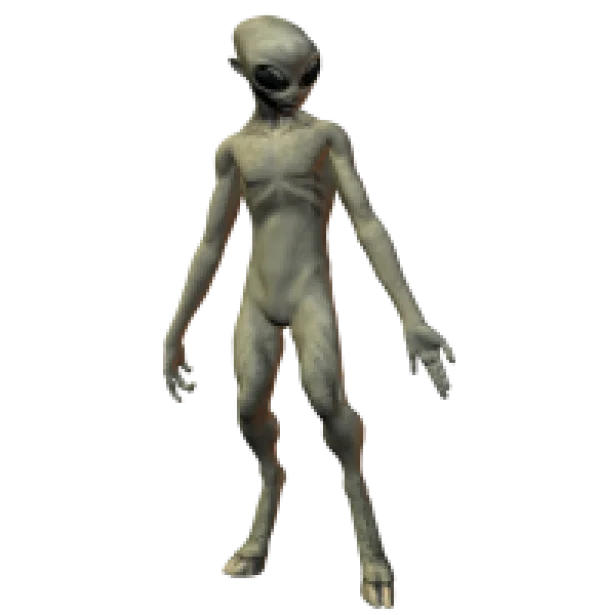 Grey Alien Creature PNG Transparent Background