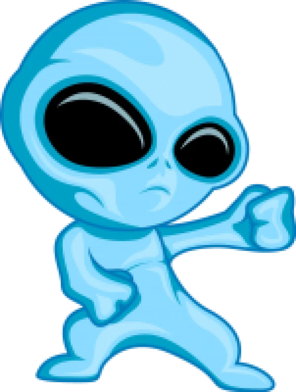 Cute Blue Alien Cartoon Character PNG