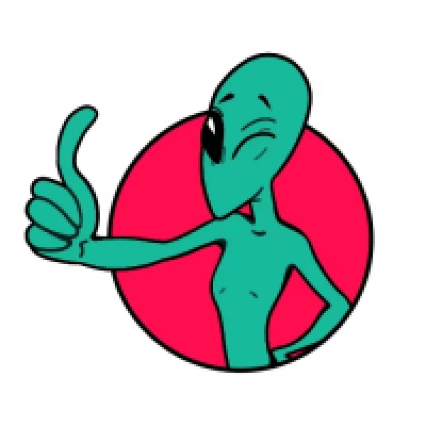 Green Alien Thumbs Up Sticker PNG