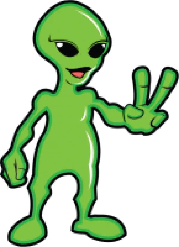 Green Cartoon Alien Peace Sign PNG Transparent