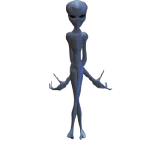 Classic Grey Alien Figure PNG Transparent Background