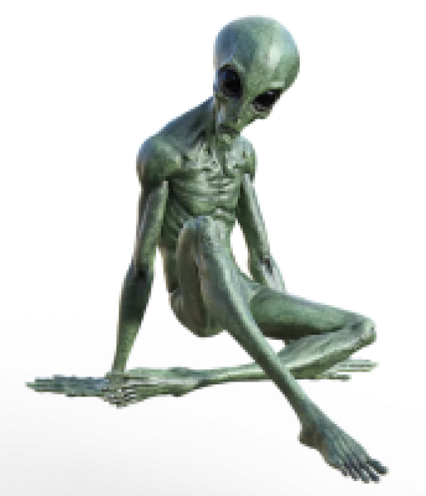 Sitting Grey Alien PNG Transparent Background