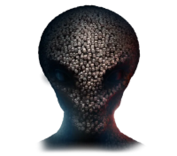 Alien Head Made of Tiny Faces PNG Transparent