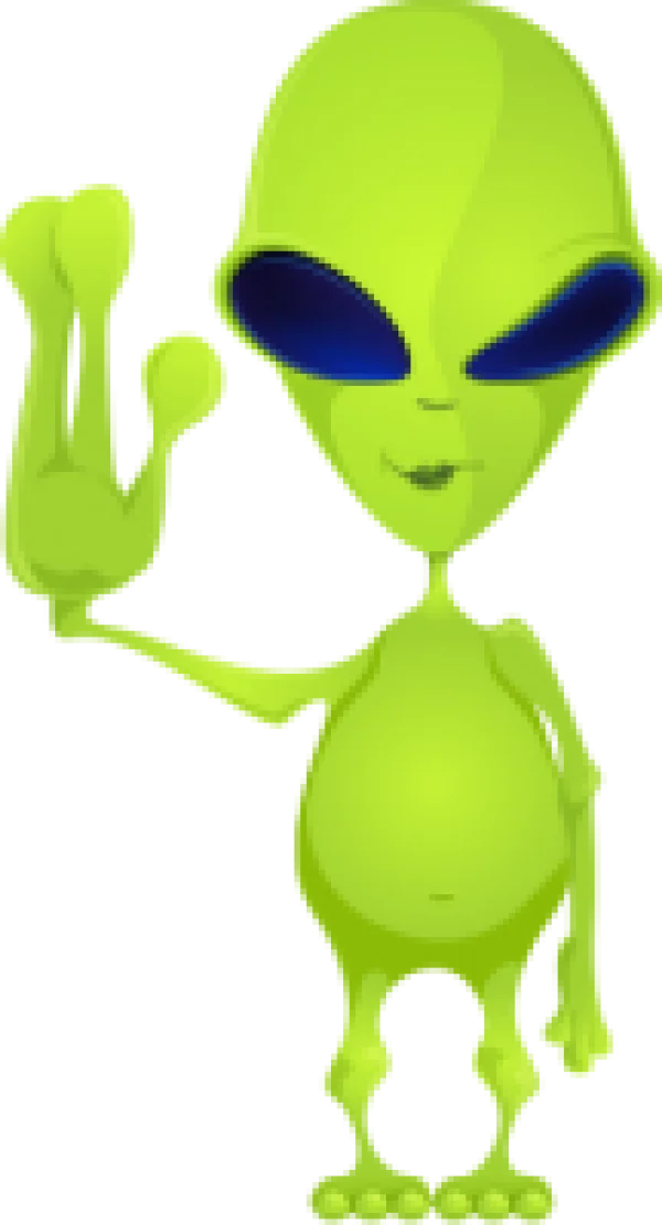 Friendly Green Alien Waving PNG Transparent Background