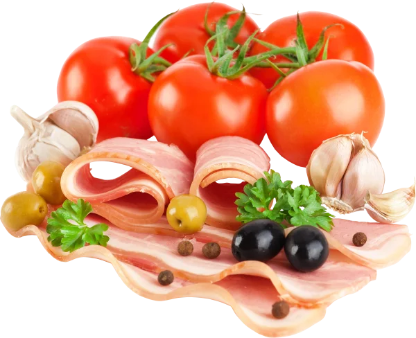 Fresh Ingredients with Bacon PNG Transparent Background